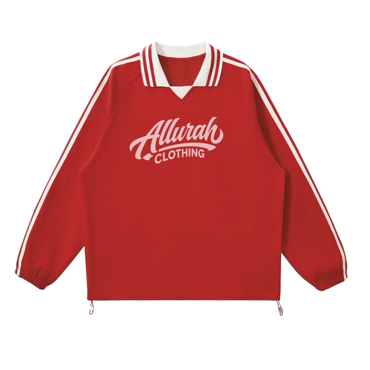 Contrast Striped Lapel Collar Sweatshirt