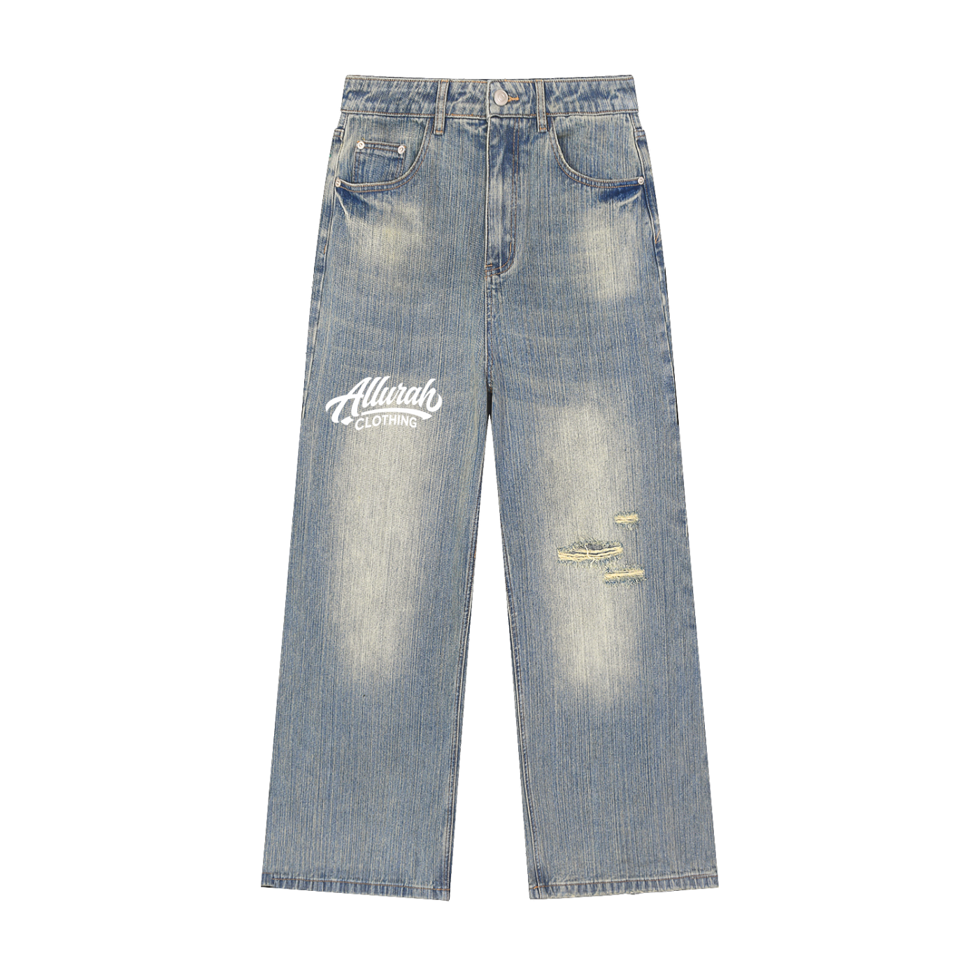 Vintage Wash Distressed Denim Jeans