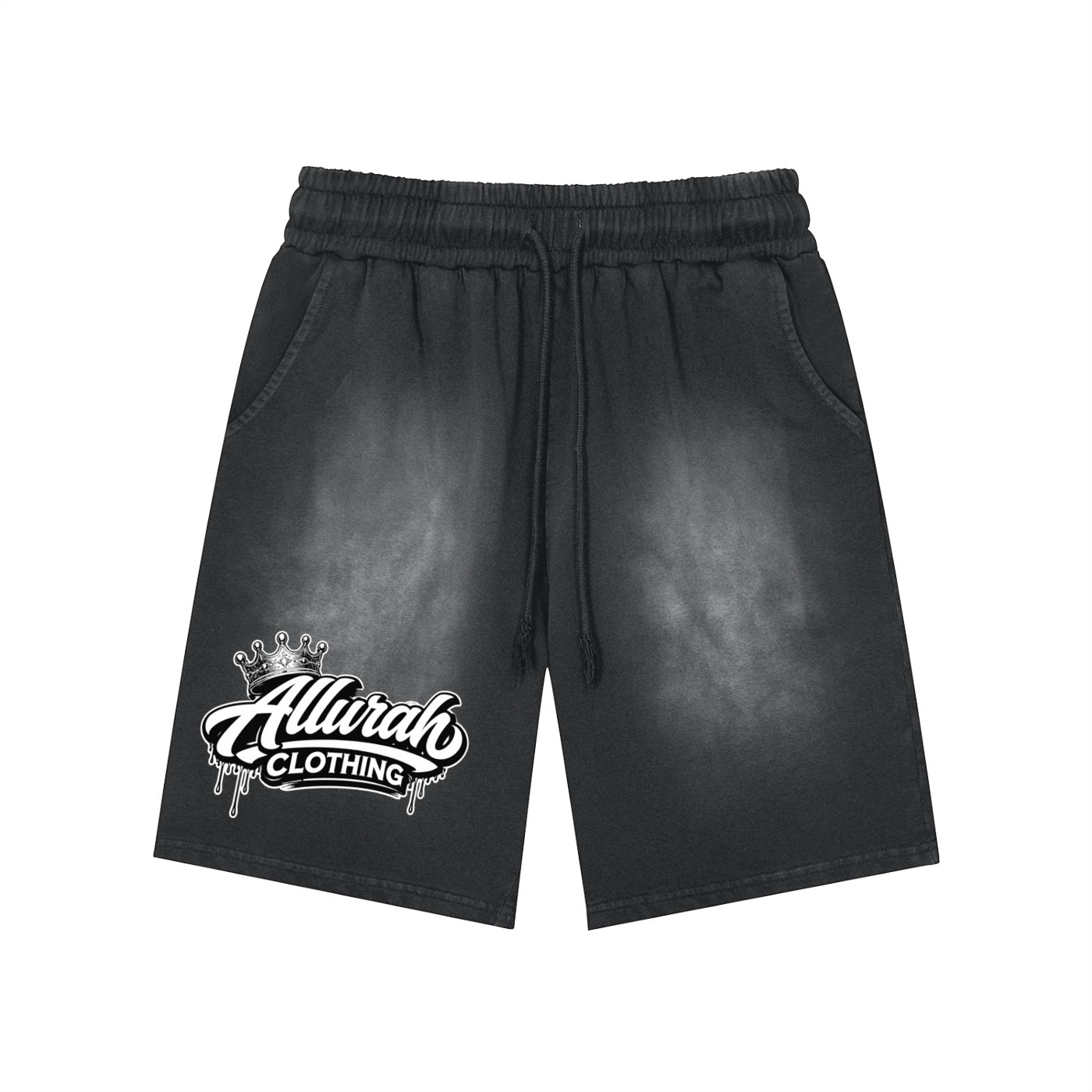 Rectangle Patch Monkey Washed Shorts