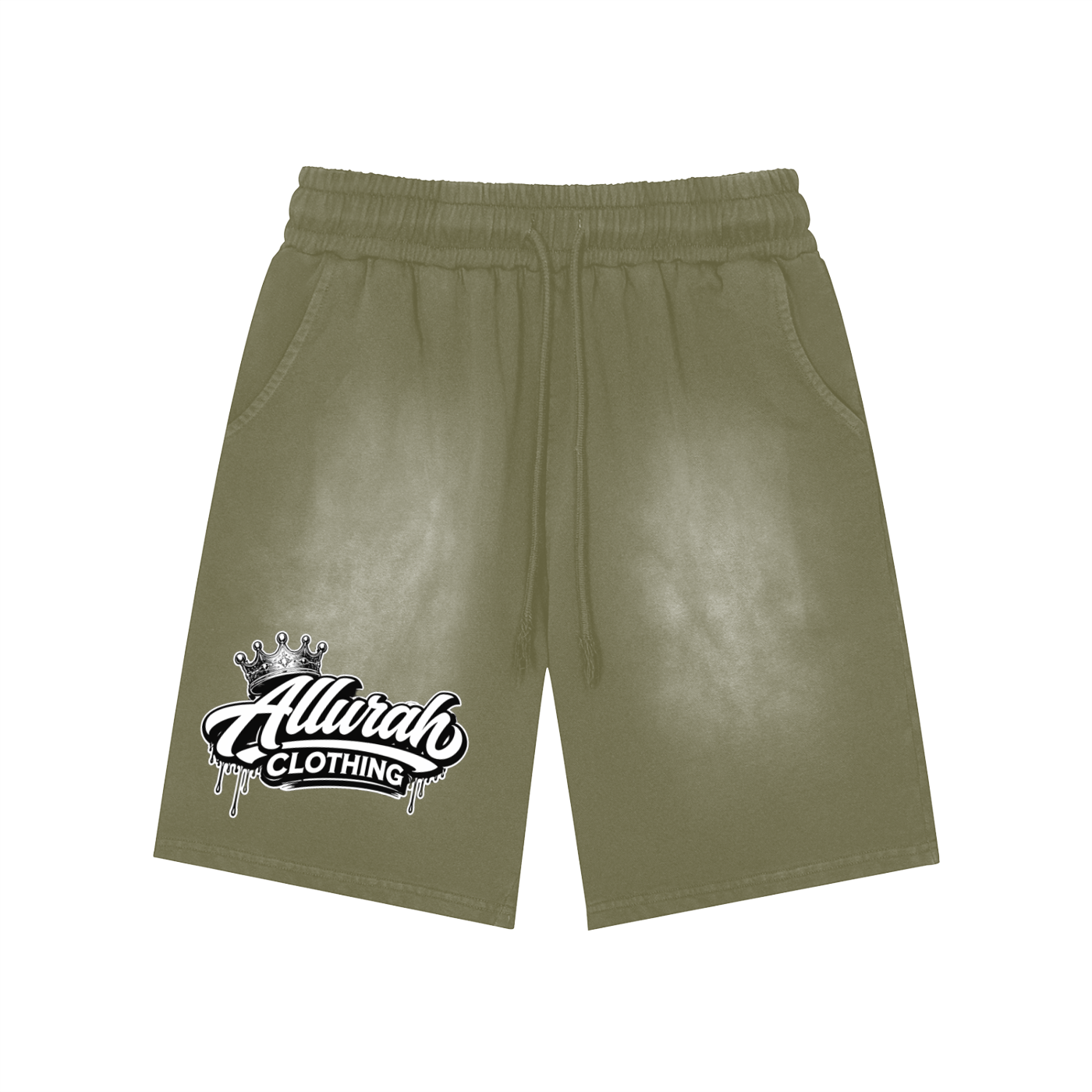 Rectangle Patch Monkey Washed Shorts
