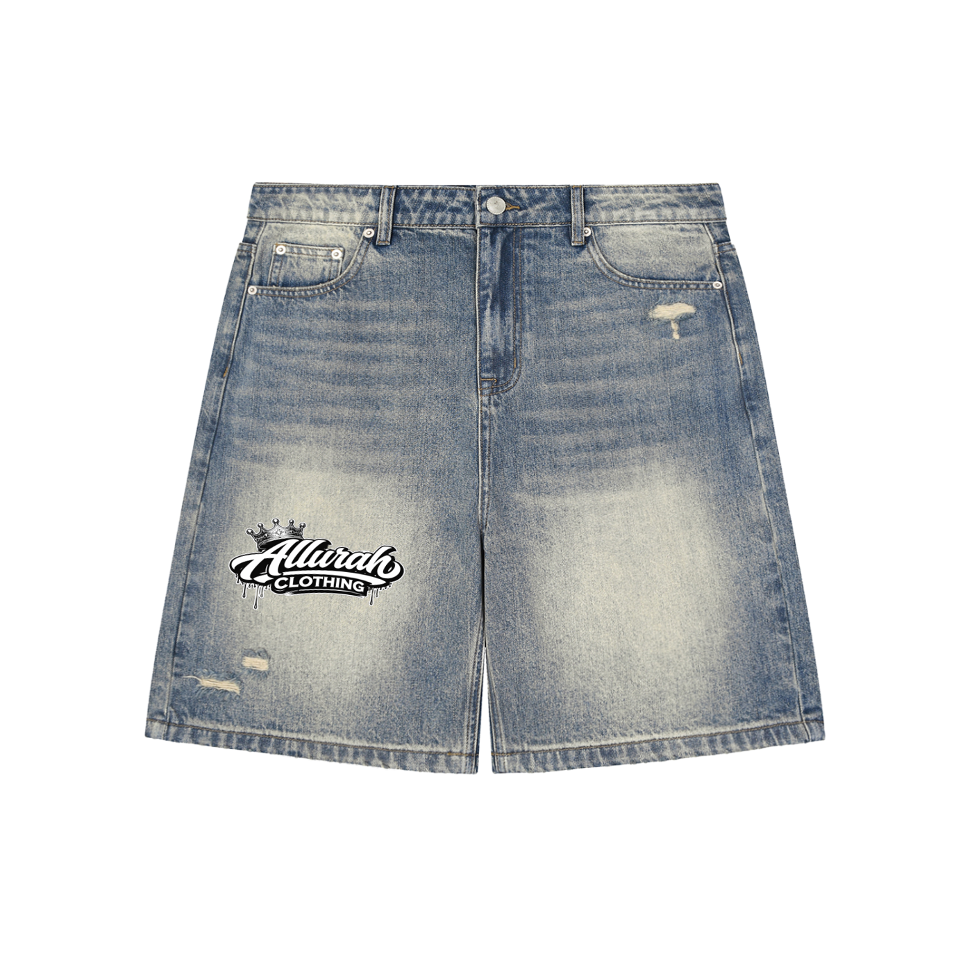 Faded Distressed Baggy Denim Shorts