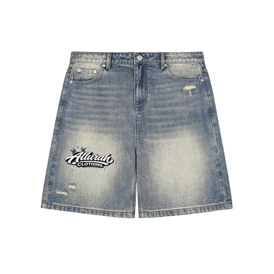 Faded Distressed Baggy Denim Shorts