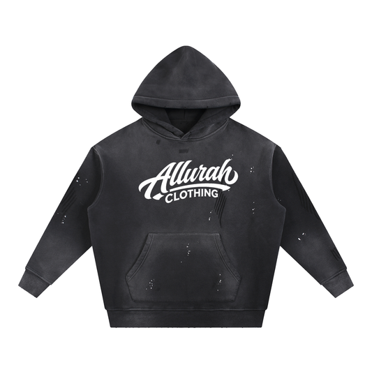 Vintage Washed Frayed Fleece Hoodie